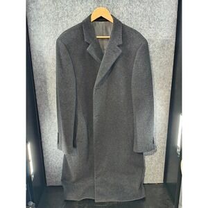 Calvin Klein Men's Cashmere Blend Long Charcoal Grey Button Coat Size 44
